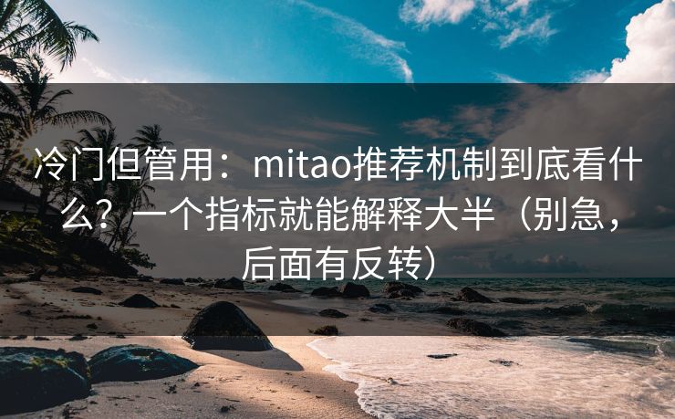 冷门但管用：mitao推荐机制到底看什么？一个指标就能解释大半（别急，后面有反转）