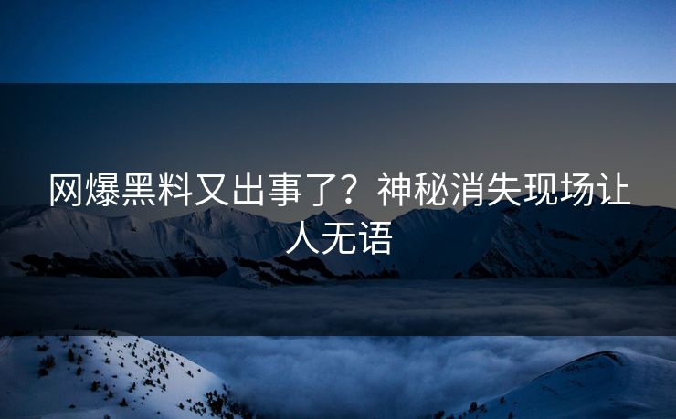 网爆黑料又出事了？神秘消失现场让人无语