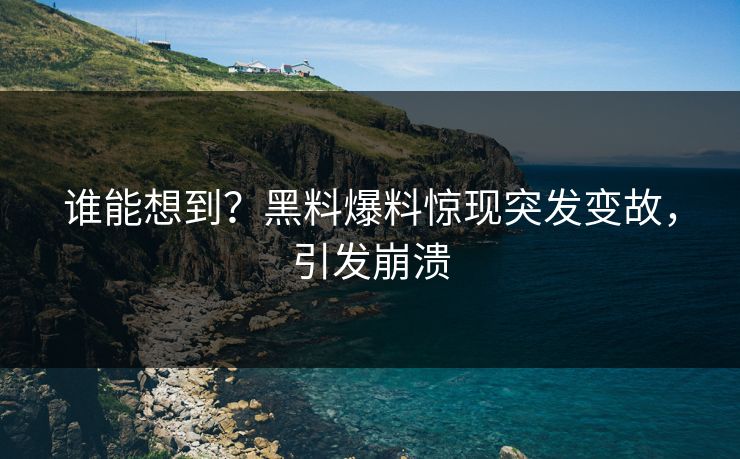 谁能想到？黑料爆料惊现突发变故，引发崩溃
