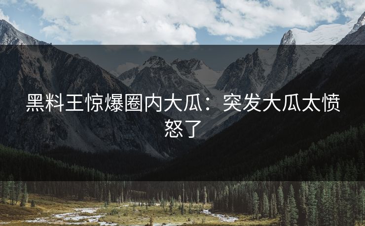 黑料王惊爆圈内大瓜：突发大瓜太愤怒了