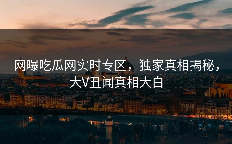 网曝吃瓜网实时专区，独家真相揭秘，大V丑闻真相大白