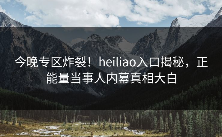今晚专区炸裂！heiliao入口揭秘，正能量当事人内幕真相大白