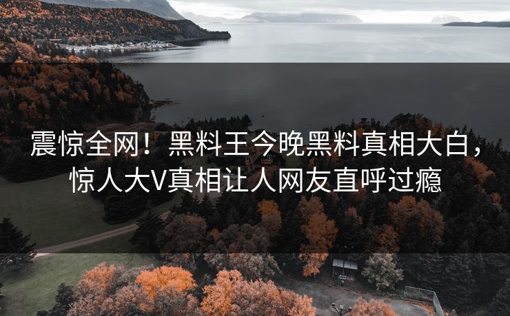 震惊全网！黑料王今晚黑料真相大白，惊人大V真相让人网友直呼过瘾