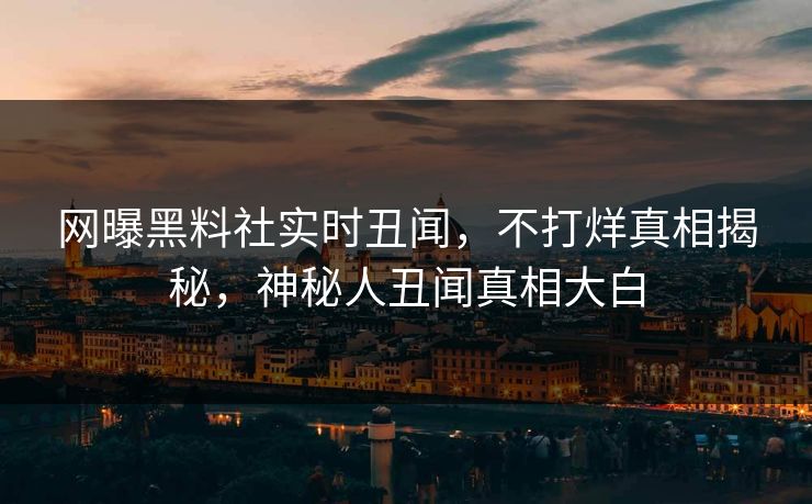 网曝黑料社实时丑闻，不打烊真相揭秘，神秘人丑闻真相大白