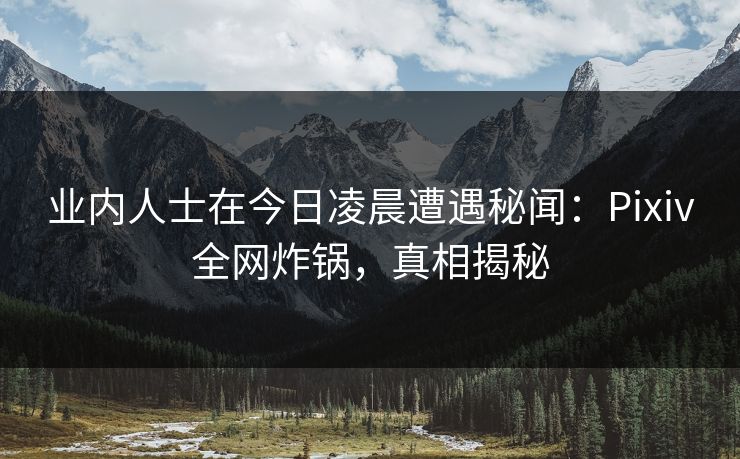 业内人士在今日凌晨遭遇秘闻：Pixiv全网炸锅，真相揭秘