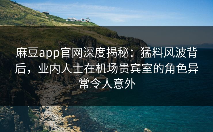 麻豆app官网深度揭秘：猛料风波背后，业内人士在机场贵宾室的角色异常令人意外