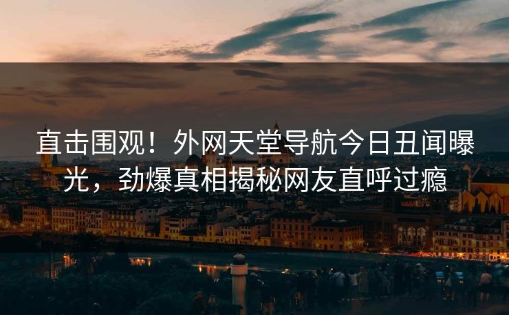 直击围观！外网天堂导航今日丑闻曝光，劲爆真相揭秘网友直呼过瘾